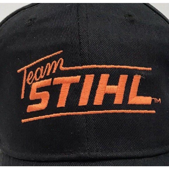 Team Stihl Embroidered Logo Ball Cap Hook & Loop Black Cotton Chainsaw Dad Hat - Picture 3 of 8